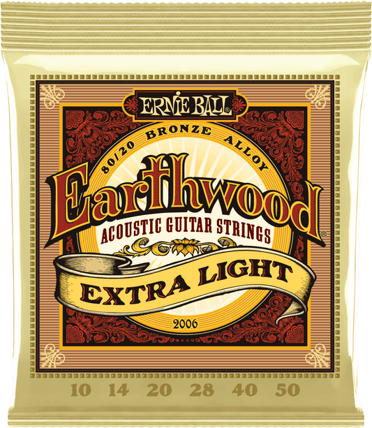 Ernie Ball CEB 2006 Cordes CORDES ACOUSTIQUES / 1 Earthwood 80/20 Bronze / Jeux / Extra light !10- 14-20-28-40-50 - Origine : ETATS-UNIS