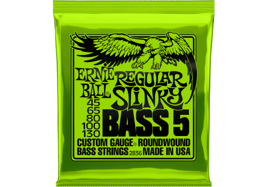 Ernie Ball CEB 2836 Cordes CORDES BASSES / Slinky 1 Nickel Wound / Jeux / Regular slinky /5c !45-65- 80-100-130 - Origine : ETATS-UNIS